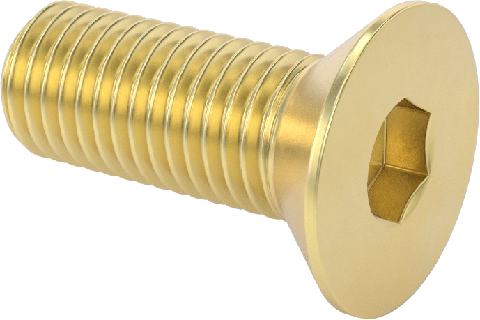 Pirinç Altıgen Soketli Düz Başlı Vida, 3/4"-10 Diş Boyutu, 2" Uzunluk