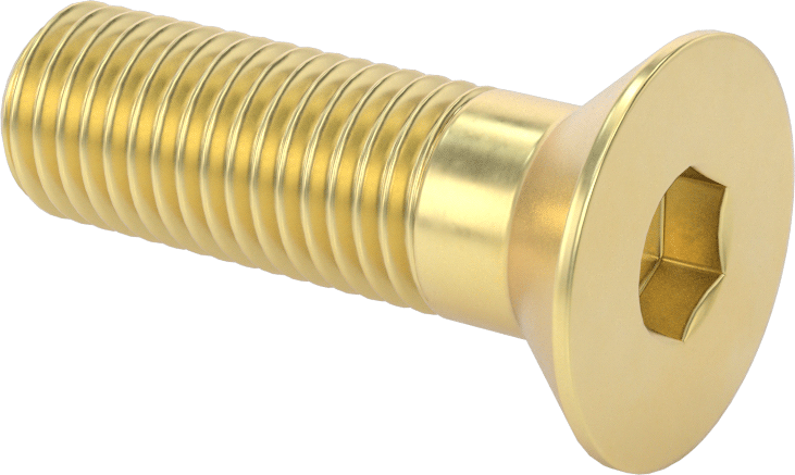 Pirinç Altıgen Soketli Düz Başlı Vida, 3/4"-10 Diş Boyutu, 2-1/2" Uzunluk