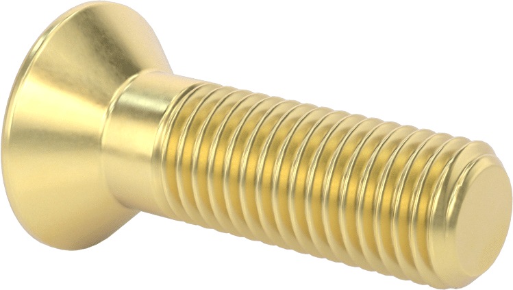 Pirinç Altıgen Soketli Düz Başlı Vida, 3/4"-10 Diş Boyutu, 2-1/2" Uzunluk