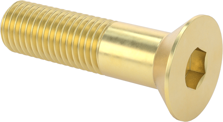 Pirinç Altıgen Soketli Düz Başlı Vida, 3/4"-10 Diş Boyutu, 3" Uzunluk