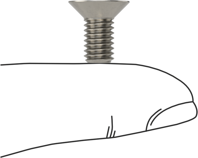 JIS Paslanmaz Çelik Düz Başlı Vidalar, M6 x 1 mm Diş, 12 mm Uzunluk