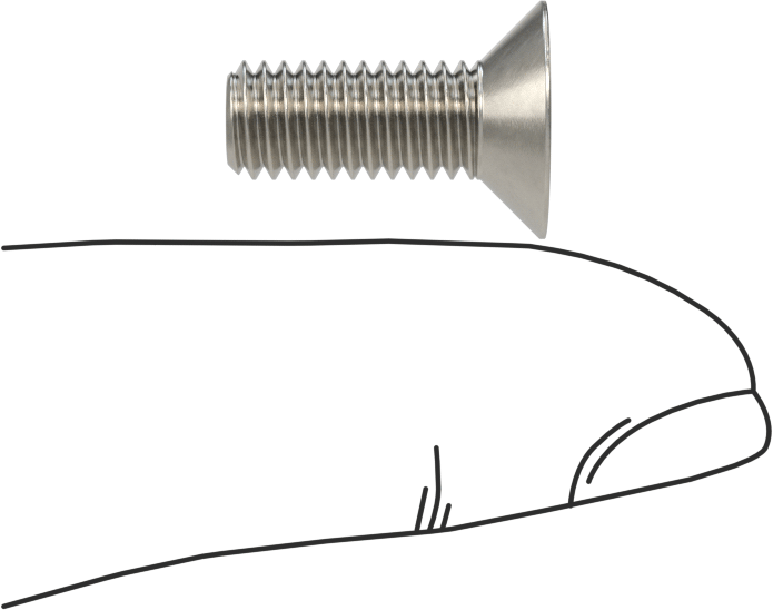JIS Paslanmaz Çelik Düz Başlı Vidalar, M6 x 1 mm Diş, 16 mm Uzunluk