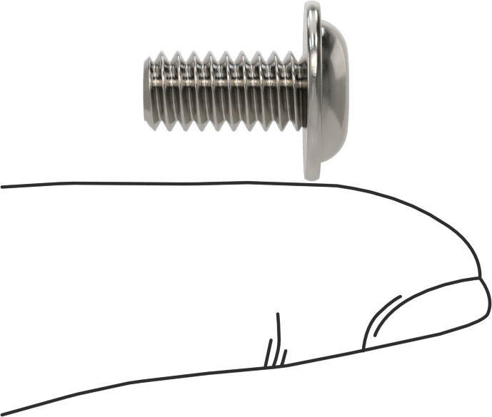 18-8 Paslanmaz Çelik Flanşlı Düğme Başlı Vida, 1/4"-20 Diş, 1/2" Uzunluk
