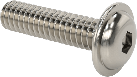 18-8 Paslanmaz Çelik Flanşlı Düğme Başlı Vida, 1/4"-20 Diş, 1" Uzunluk