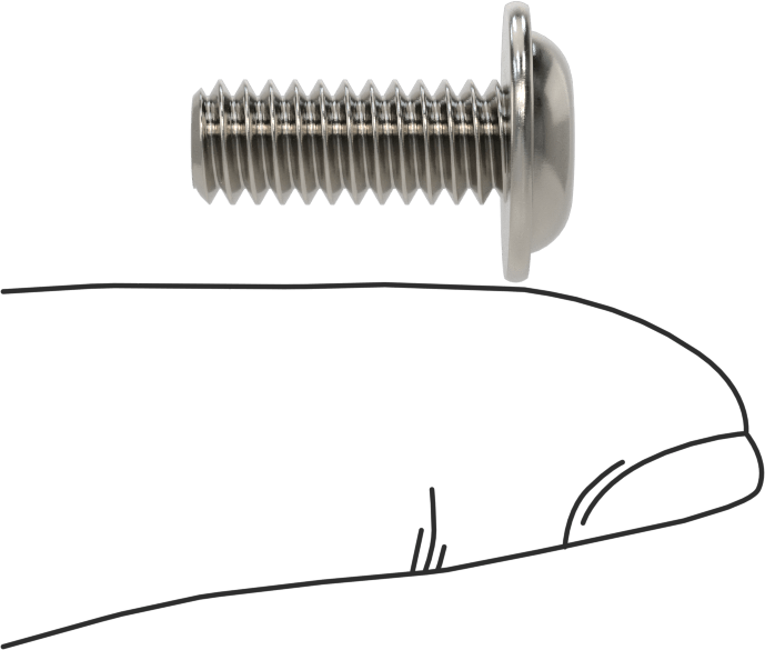 18-8 Paslanmaz Çelik Flanşlı Düğme Başlı Vida, 1/4"-20 Diş, 5/8" Uzunluk