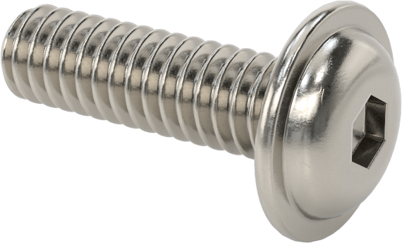18-8 Paslanmaz Çelik Flanşlı Düğme Başlı Vida, 1/4"-20 Diş, 7/8" Uzunluk