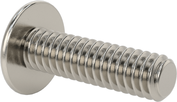 18-8 Paslanmaz Çelik Flanşlı Düğme Başlı Vida, 1/4"-20 Diş, 7/8" Uzunluk