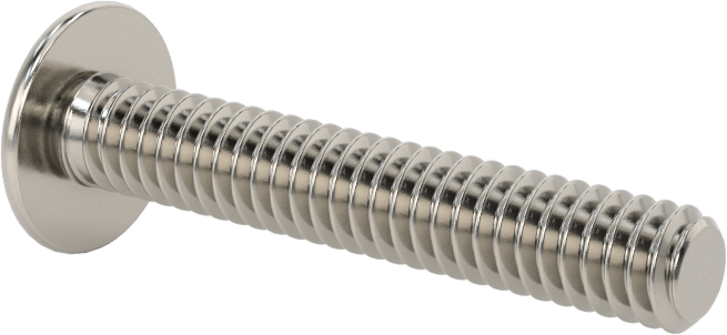 18-8 Paslanmaz Çelik Flanşlı Düğme Başlı Vida, 1/4"-20 Diş, 1-1/2" Uzunluk