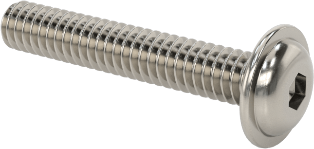 18-8 Paslanmaz Çelik Flanşlı Düğme Başlı Vida, 1/4"-20 Diş, 1-1/2" Uzunluk