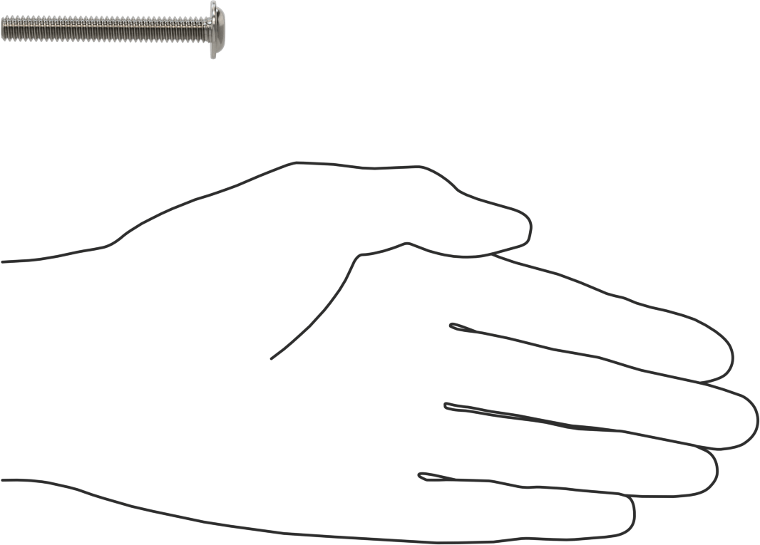 18-8 Paslanmaz Çelik Flanşlı Düğme Başlı Vida, 1/4"-20 Diş, 2" Uzunluk