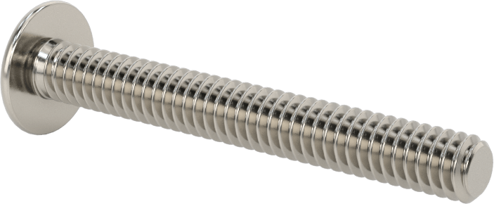 18-8 Paslanmaz Çelik Flanşlı Düğme Başlı Vida, 1/4"-20 Diş, 2" Uzunluk