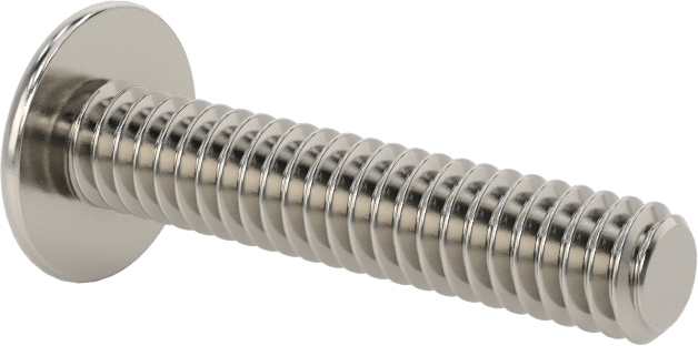 18-8 Paslanmaz Çelik Flanşlı Düğme Başlı Vida, 1/4"-20 Diş, 1-1/4" Uzunluk