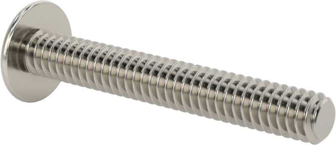 18-8 Paslanmaz Çelik Flanşlı Düğme Başlı Vida, 1/4"-20 Diş, 1-3/4" Uzunluk