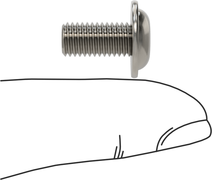 18-8 Paslanmaz Çelik Flanşlı Düğme Başlı Vida, 1/4"-28 Diş, 1/2" Uzunluk