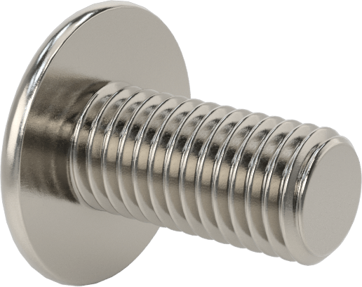 18-8 Paslanmaz Çelik Flanşlı Düğme Başlı Vida, 1/4"-28 Diş, 1/2" Uzunluk