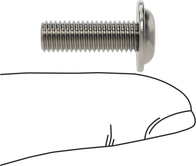 18-8 Paslanmaz Çelik Flanşlı Düğme Başlı Vida, 1/4"-28 Diş, 3/4" Uzunluk