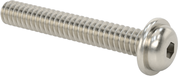 18-8 Paslanmaz Çelik Flanşlı Düğme Başlı Vida, 4-40 Diş, 3/4" Uzunluk