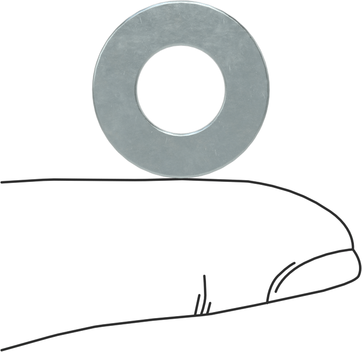 1008-1010 Karbon Çelik Geniş Kenarlı Şim, Çinko Kaplamalı, 0,075“ Kalınlık x 3/8” İç Çap x 3/4" Dış Çap