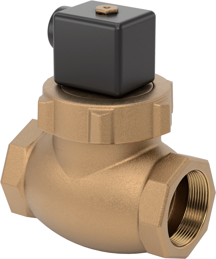 Buhar için Bronz Gövdeli Solenoid Açma/Kapama Vanası, PTFE Plastik Conta, 2 NPT Dişi