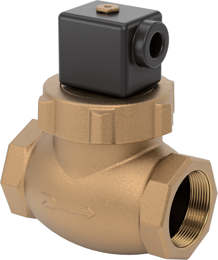 Buhar için Bronz Gövdeli Solenoid Açma/Kapama Vanası, PTFE Plastik Conta, 2 NPT Dişi
