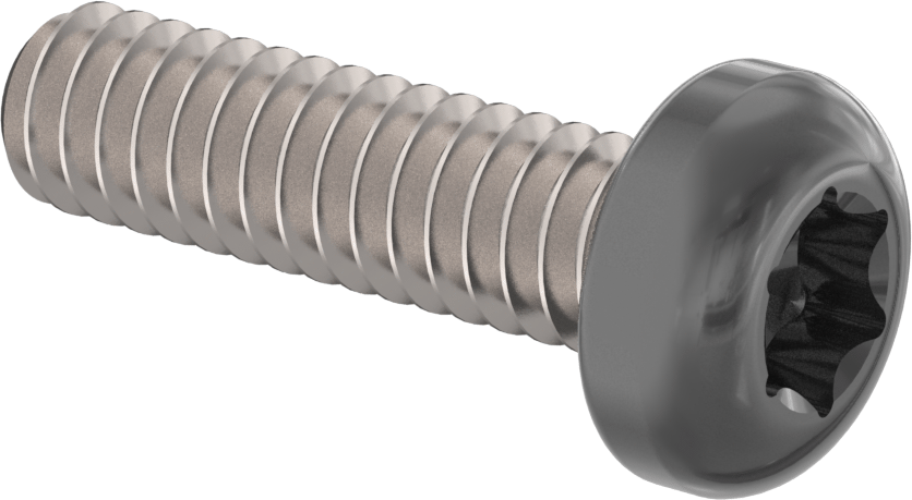 Boyalı Çelik Silindir Başlı Torx Vida, Siyah Başlık ile, 2-56 Diş Boyutu, 5/16" Uzunluk