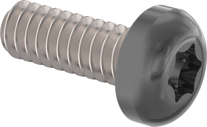 Boyalı Çelik Silindir Başlı Torx Vida, Siyah Başlık ile, 4-40 Diş Boyutu, 5/16" Uzunluk