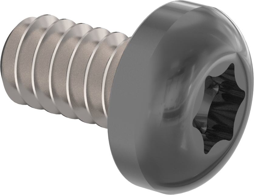 Boyalı Çelik Silindir Başlı Torx Vida, Siyah Başlık ile, 6-32 Diş Boyutu, 1/4" Uzunluk