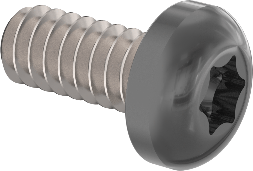 Boyalı Çelik Silindir Başlı Torx Vida, Siyah Başlık ile, 6-32 Diş Boyutu, 5/16" Uzunluk