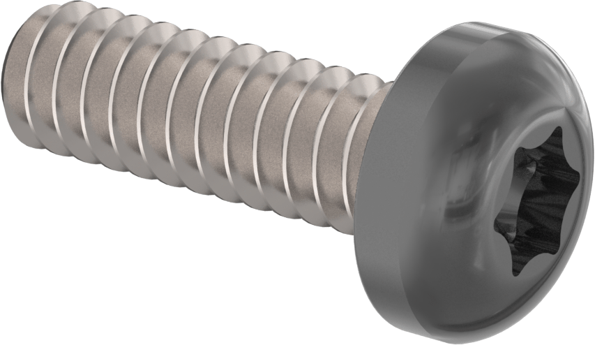 Boyalı Çelik Silindir Başlı Torx Vida, Siyah Başlık ile, 6-32 Diş Boyutu, 7/16" Uzunluk