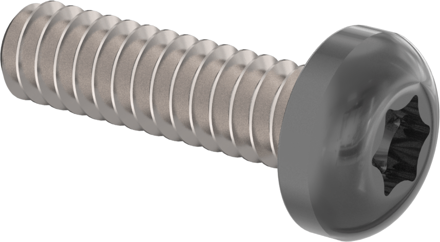 Boyalı Çelik Silindir Başlı Torx Vida, Siyah Başlık ile, 6-32 Diş Boyutu, 1/2" Uzunluk