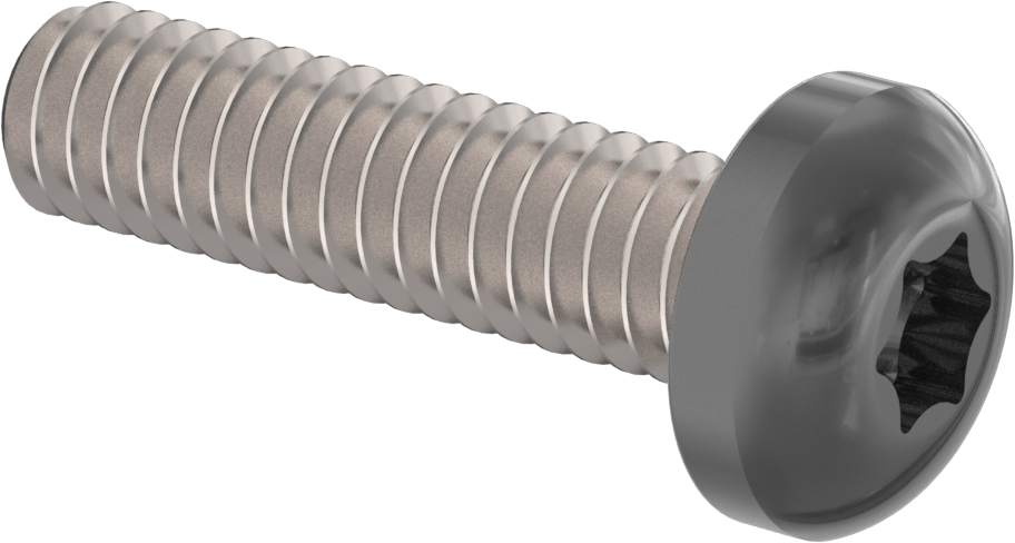 Boyalı Çelik Silindir Başlı Torx Vida, Siyah Başlık ile, 1/4"-20 Diş Boyutu, 1" Uzunluk