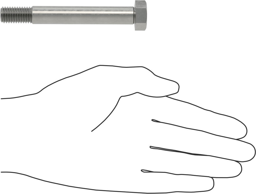 Çelik Altıgen Başlı Omuzlu Vida, 13 mm Omuz Çapı, 74,5 mm Omuz Uzunluğu, M12 x 1,75 mm Diş