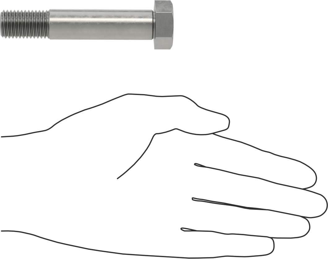 Çelik Altıgen Başlı Omuzlu Vida, 17 mm Omuz Çapı, 59,5 mm Omuz Uzunluğu, M16 x 2 mm Diş
