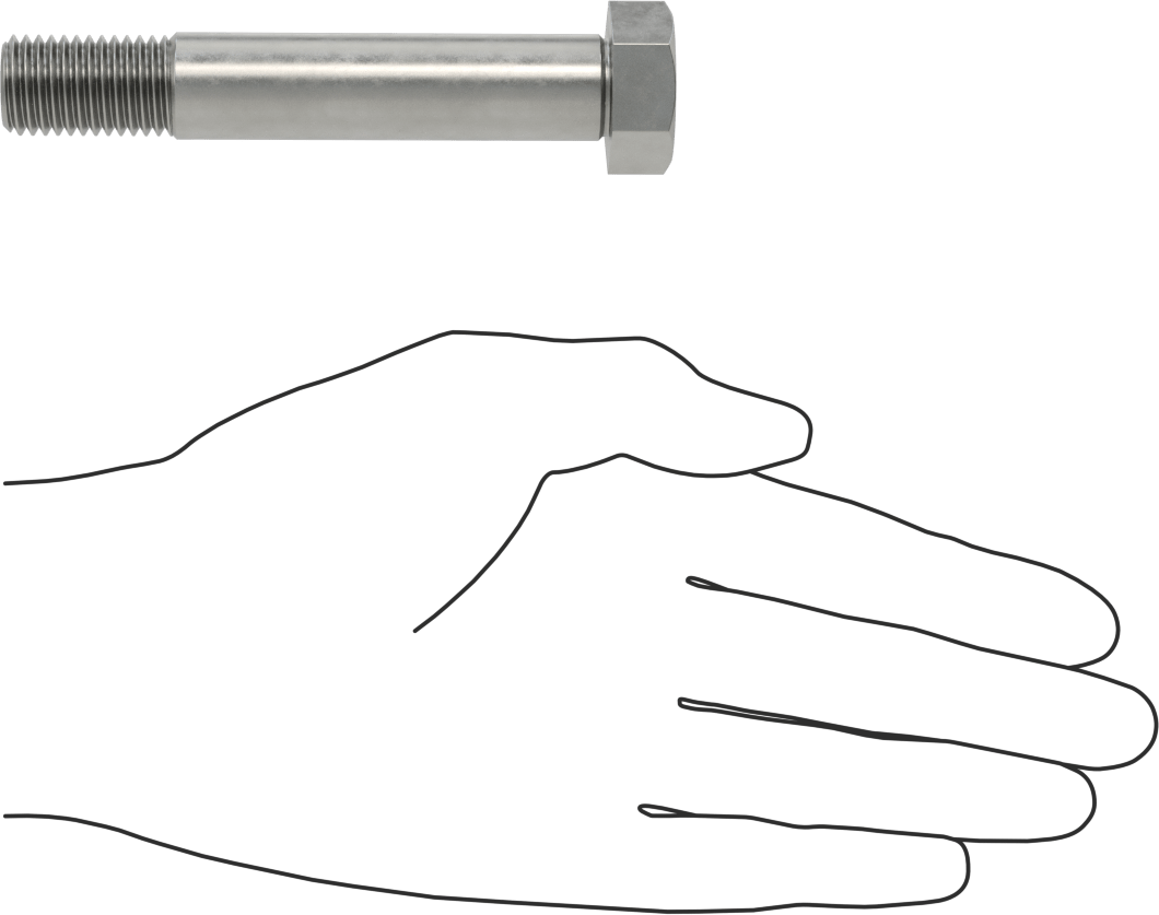 Çelik Altıgen Başlı Omuzlu Vida, 17 mm Omuz Çapı, 69,5 mm Omuz Uzunluğu, M16 x 2 mm Diş