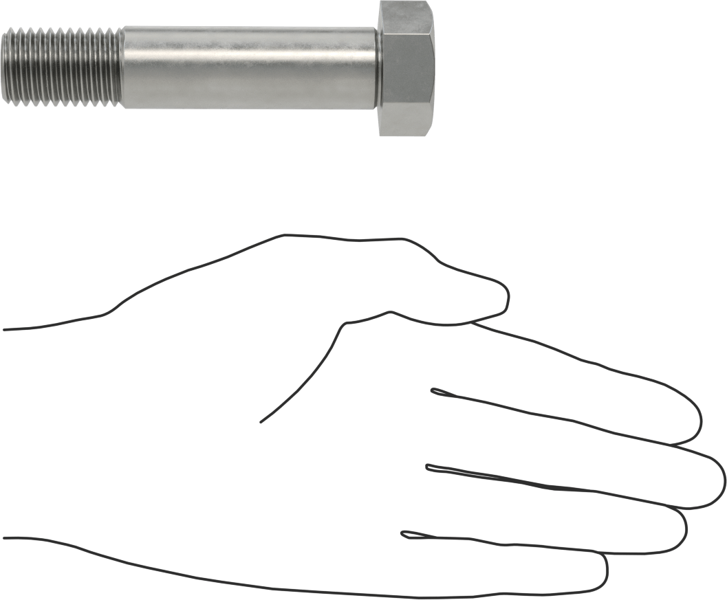 Çelik Altıgen Başlı Omuzlu Vida, 21 mm Omuz Çapı, 65,5 mm Omuz Uzunluğu, M20 x 2,5 mm Diş