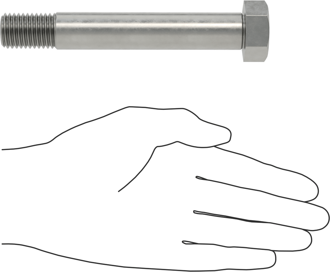 Çelik Altıgen Başlı Omuzlu Vida, 21 mm Omuz Çapı, 105,5 mm Omuz Uzunluğu, M20 x 2,5 mm Diş