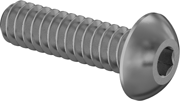 Pirinç Düğme Başlı Altıgen Soketli Vida, 6-32 Diş Boyutu, 1/2" Uzunluk