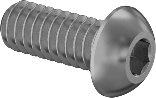 Pirinç Düğme Başlı Altıgen Soketli Vida, 1/4"-20 Diş Boyutu, 5/8" Uzunluk