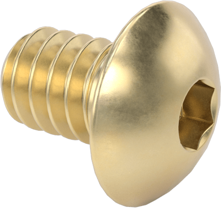 Pirinç Düğme Başlı Altıgen Soketli Vida, 2-56 Diş Boyutu, 1/8" Uzunluk