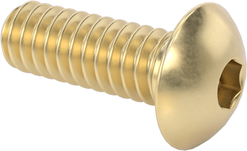 Pirinç Düğme Başlı Altıgen Soketli Vida, 2-56 Diş Boyutu, 1/4" Uzunluk