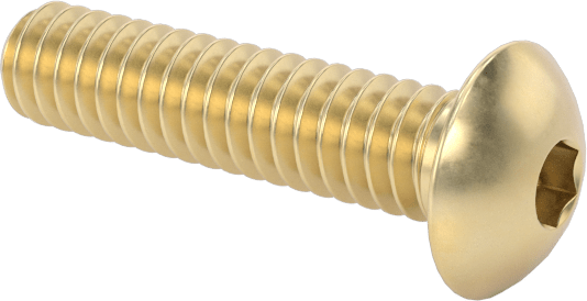 Pirinç Düğme Başlı Altıgen Soketli Vida, 2-56 Diş Boyutu, 3/8" Uzunluk