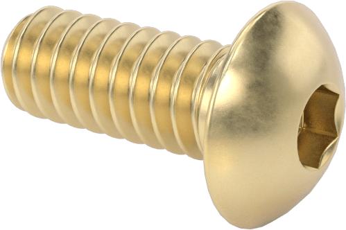 Pirinç Düğme Başlı Altıgen Soketli Vida, 3-48 Diş Boyutu, 1/4" Uzunluk