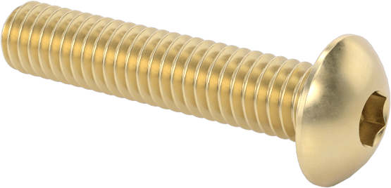 Pirinç Düğme Başlı Altıgen Soketli Vida, 3-56 Diş Boyutu, 1/2" Uzunluk