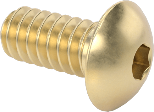 Pirinç Düğme Başlı Altıgen Soketli Vida, 4-40 Diş Boyutu, 1/4" Uzunluk