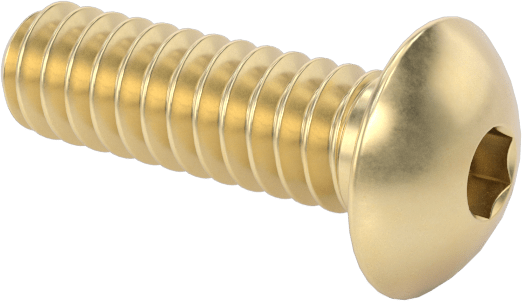 Pirinç Düğme Başlı Altıgen Soketli Vida, 4-40 Diş Boyutu, 3/8" Uzunluk