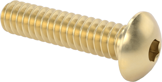 Pirinç Düğme Başlı Altıgen Soketli Vida, 4-40 Diş Boyutu, 1/2" Uzunluk