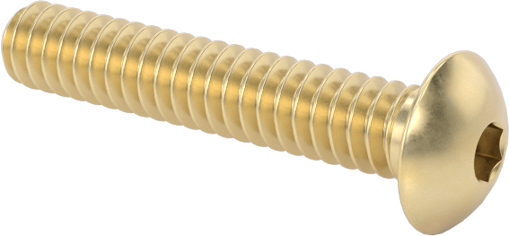 Pirinç Düğme Başlı Altıgen Soketli Vida, 4-40 Diş Boyutu, 5/8" Uzunluk