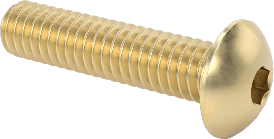 Pirinç Düğme Başlı Altıgen Soketli Vida, 4-48 Diş Boyutu, 1/2" Uzunluk
