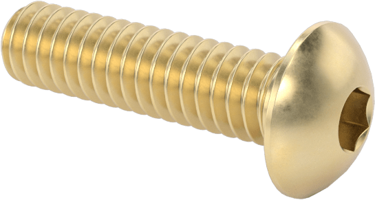 Pirinç Düğme Başlı Altıgen Soketli Vida, 5-40 Diş Boyutu, 1/2" Uzunluk