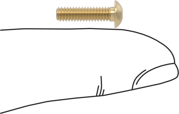Pirinç Düğme Başlı Altıgen Soketli Vida, 5-40 Diş Boyutu, 1/2" Uzunluk